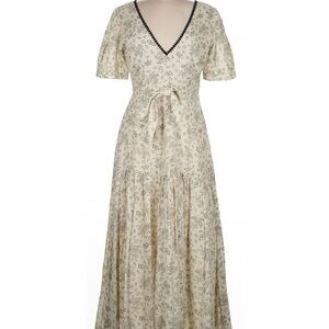 LoveShackFancy Cream Floral Maxi Dress